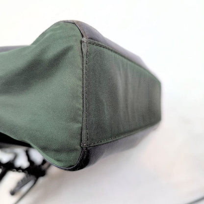 PRADA Shoulder Bag Purse Nylon Leather Green Black Authentic