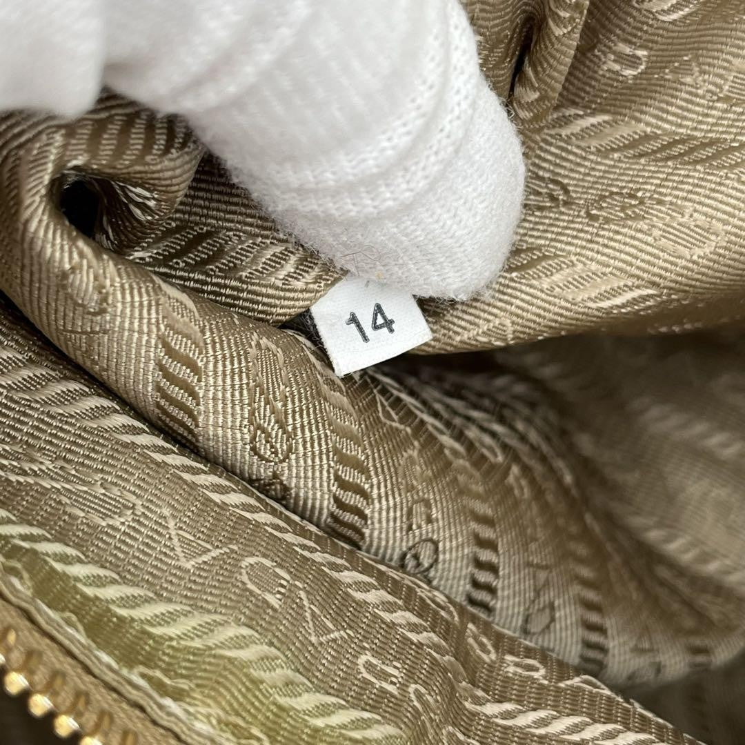PRADA Hand Bag Tote Purse Leather Beige Brown Authentic