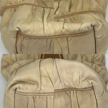 PRADA Hand Bag Tote Purse Leather Beige Brown Authentic