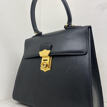 PRADA Hand Bag Tote Purse Leather Black Authentic
