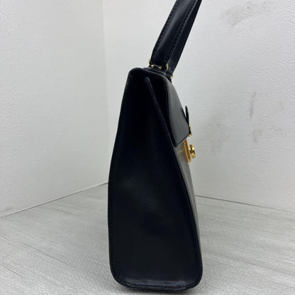PRADA Hand Bag Tote Purse Leather Black Authentic