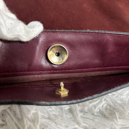Christian Dior Shoulder Bag Purse CD Suede Red Authentic