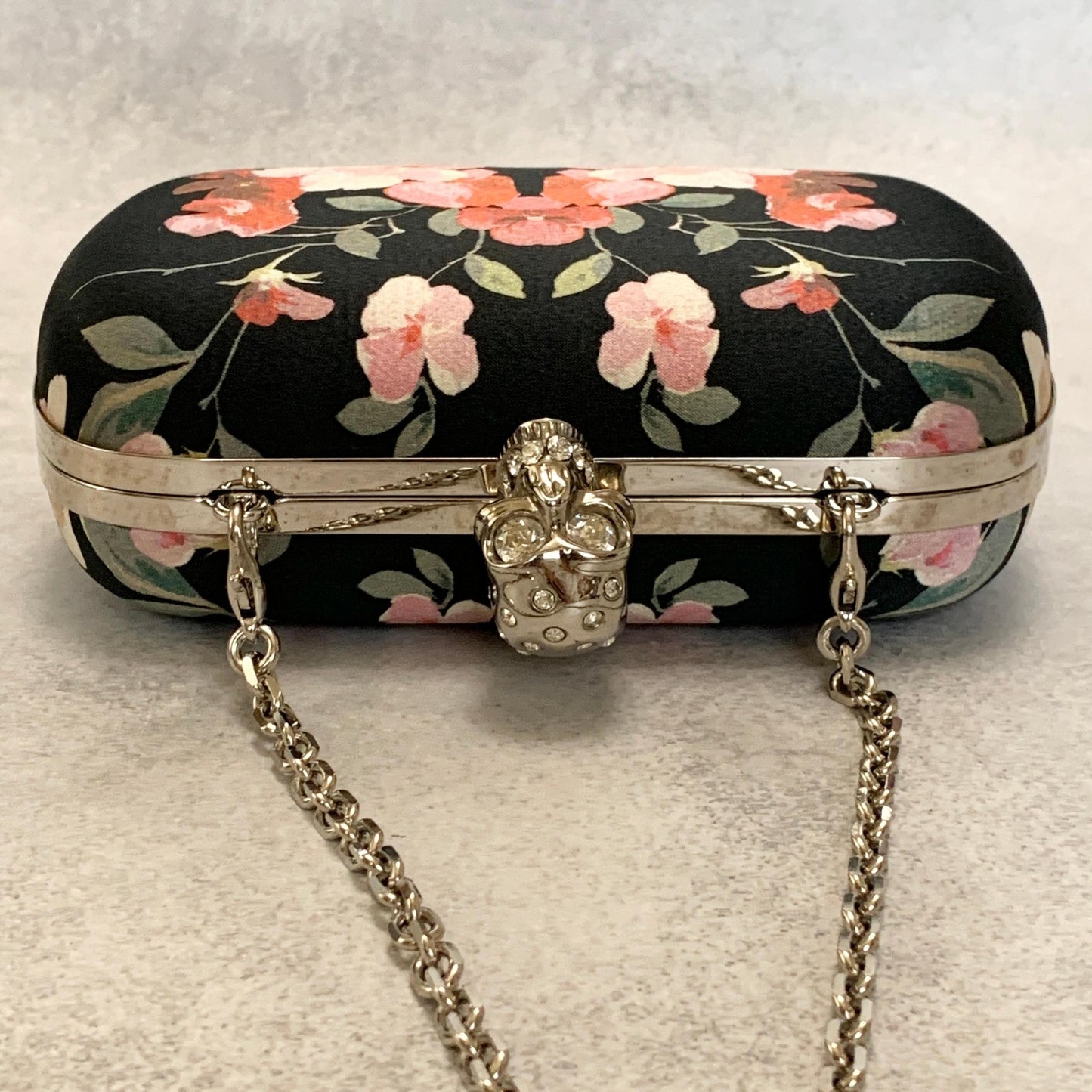Alexander McQueen Bag Skull Chain Flower convertible Clutch Purse Hand Metal