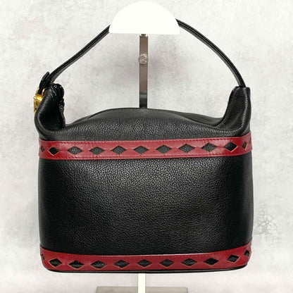 Saint Laurent Vanity Bag Logo YSL Black Red Authentic Leather Vintage