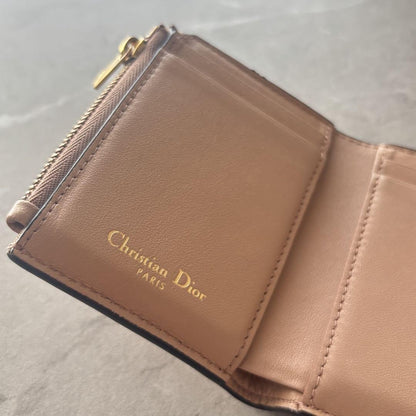 Christian Dior Tri-fold Wallet Compact Purse Saddle Leather Pink Authentic