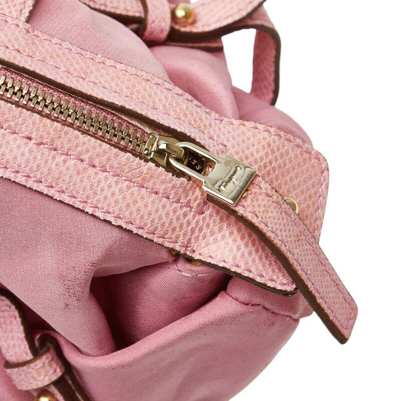 Salvatore Ferragamo handbag Purse Gancini Pink Canvas Leather Women's Authentic
