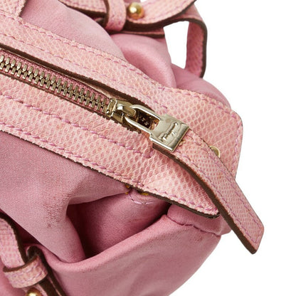 Salvatore Ferragamo handbag Purse Gancini Pink Canvas Leather Women's Authentic
