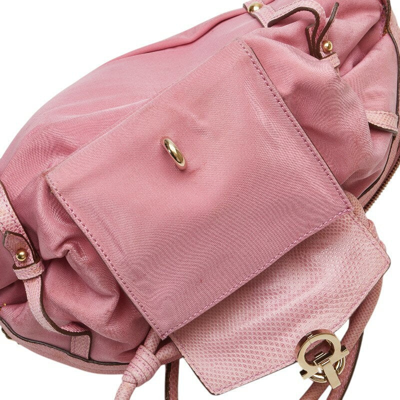 Salvatore Ferragamo handbag Purse Gancini Pink Canvas Leather Women's Authentic