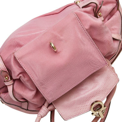 Salvatore Ferragamo handbag Purse Gancini Pink Canvas Leather Women's Authentic