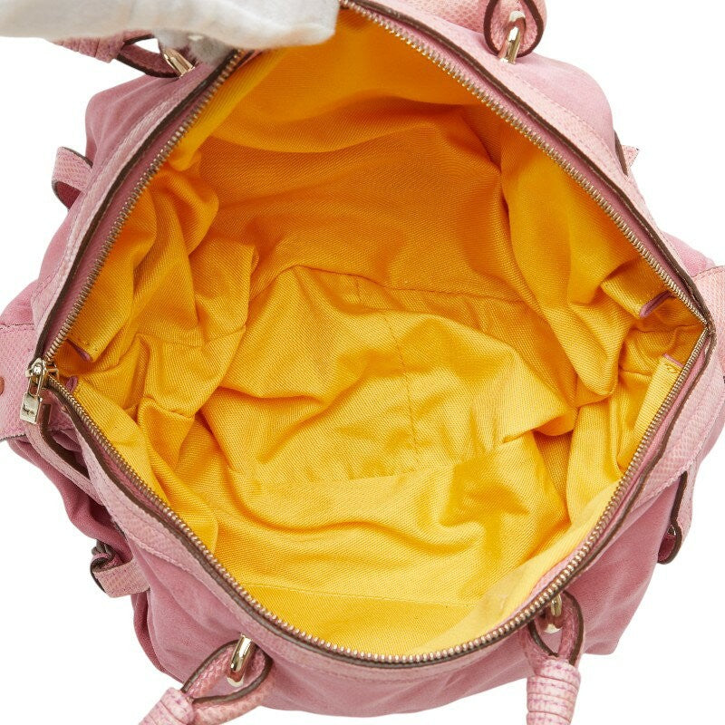 Salvatore Ferragamo handbag Purse Gancini Pink Canvas Leather Women's Authentic