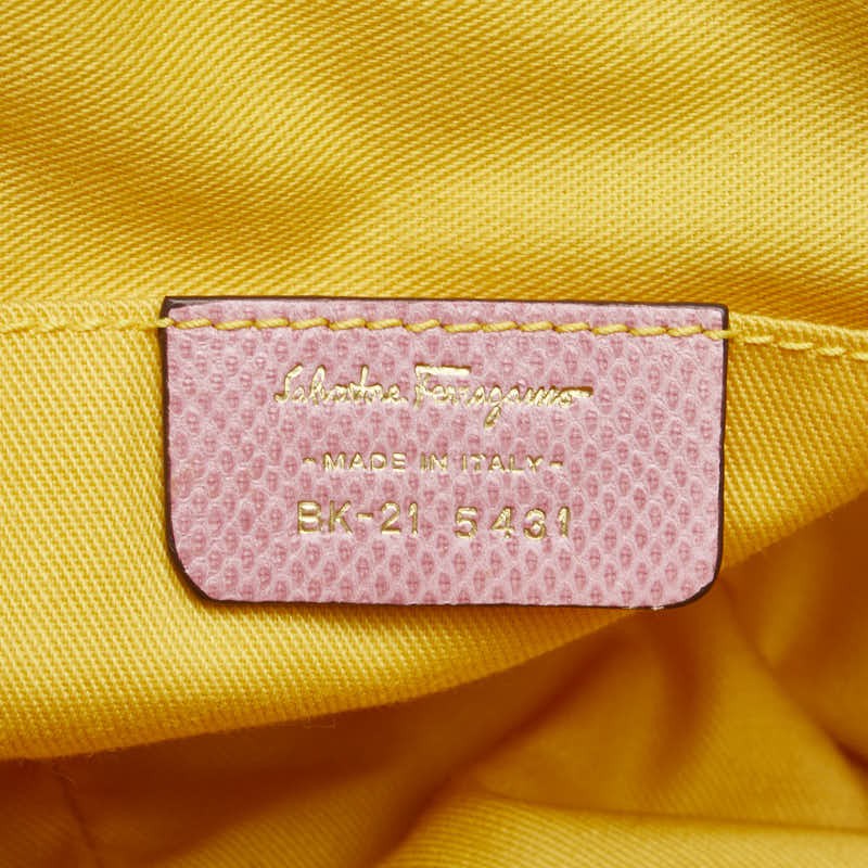 Salvatore Ferragamo handbag Purse Gancini Pink Canvas Leather Women's Authentic