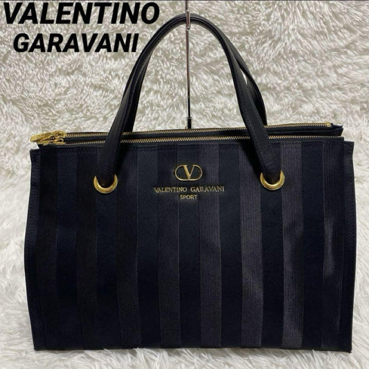 Valentino Garavani Sport Purse Handbag Stripe Logo Tote Bag Auth Used Unisex