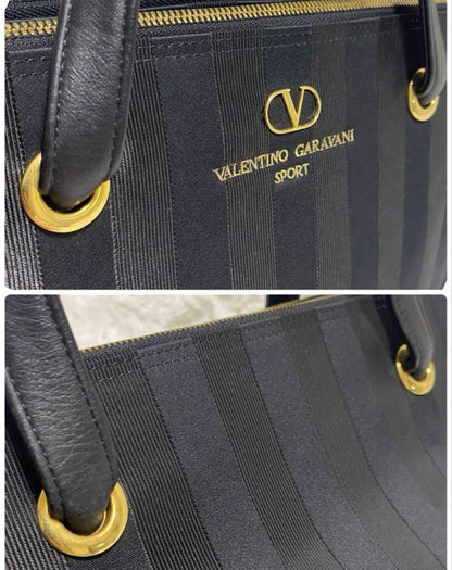 Valentino Garavani Sport Purse Handbag Stripe Logo Tote Bag Auth Used Unisex