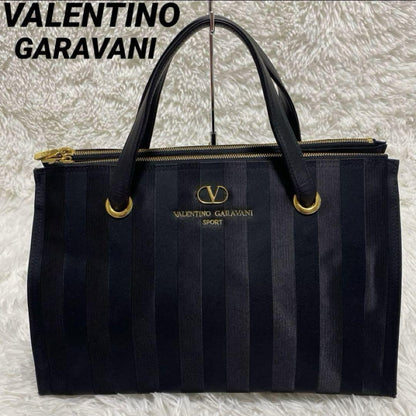 Valentino Garavani Sport Purse Handbag Stripe Logo Tote Bag Auth Used Unisex