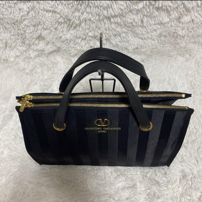 Valentino Garavani Sport Purse Handbag Stripe Logo Tote Bag Auth Used Unisex