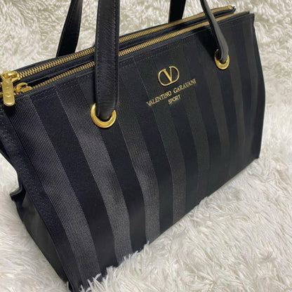 Valentino Garavani Sport Purse Handbag Stripe Logo Tote Bag Auth Used Unisex