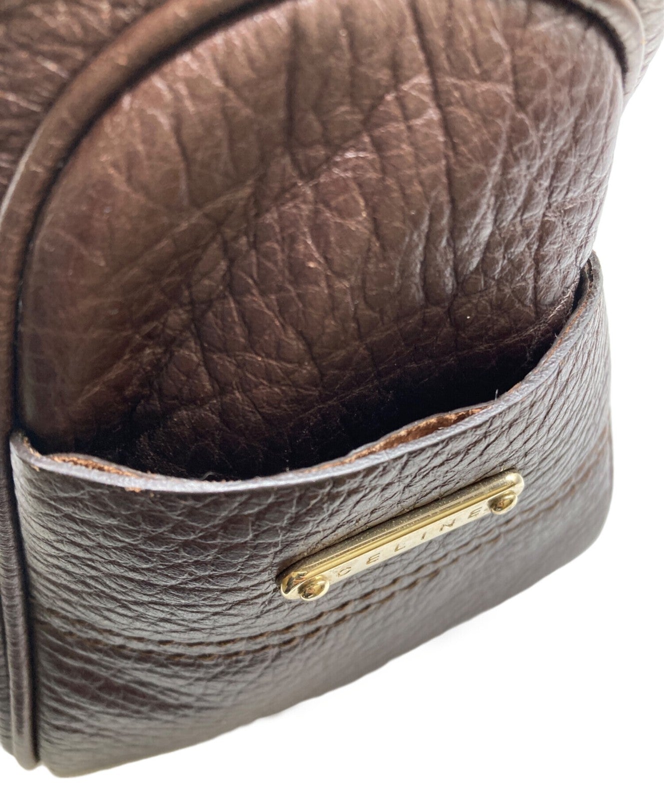 CELINE Hand Bag Tote Purse Brown Authentic