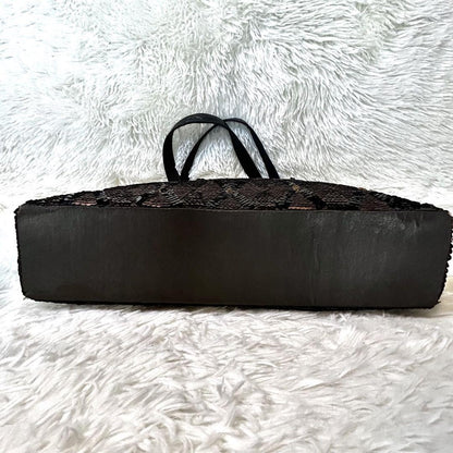 GIVENCHY Hand Bag Tote Purse 4G Leather Polyester Brown Gold Black Authentic