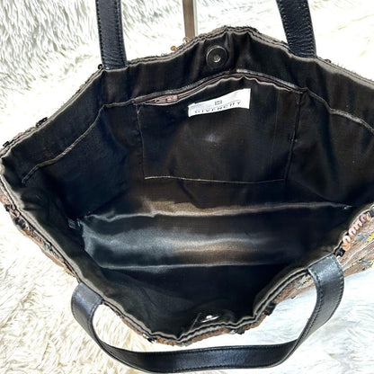GIVENCHY Hand Bag Tote Purse 4G Leather Polyester Brown Gold Black Authentic