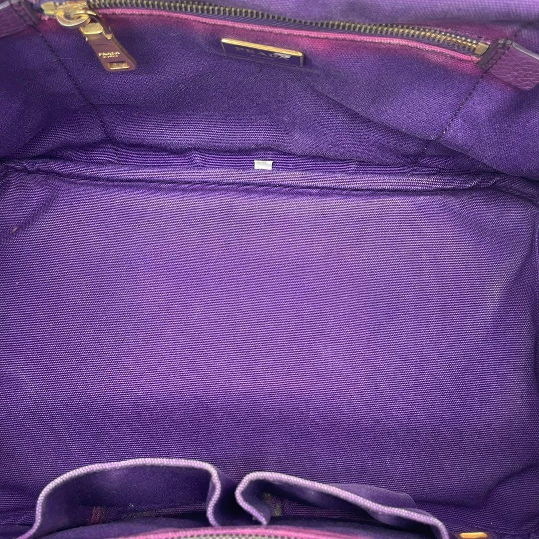 PRADA Hand Bag Tote Purse Canapa Canvas Purple Authentic