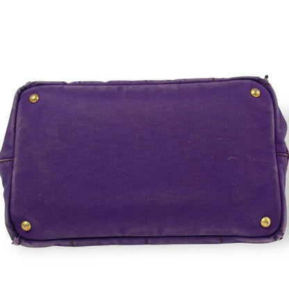 PRADA Hand Bag Tote Purse Canapa Canvas Purple Authentic