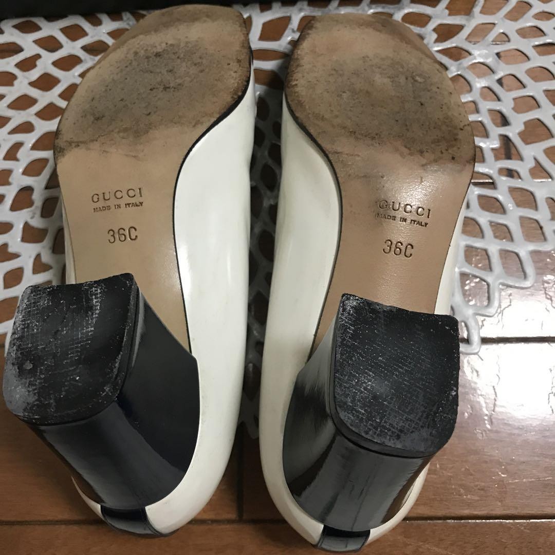 GUCCI Shoes Pumps Heel Horse bit EU 36 US 6 White Blue Authentic