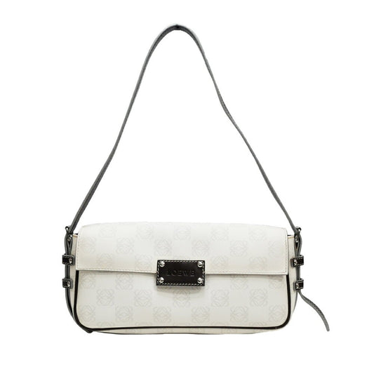 LOEWE One Shoulder Bag Purse Hand White Anagram PVC Used Unisex Authentic