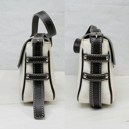 LOEWE One Shoulder Bag Purse Hand White Anagram PVC Used Unisex Authentic