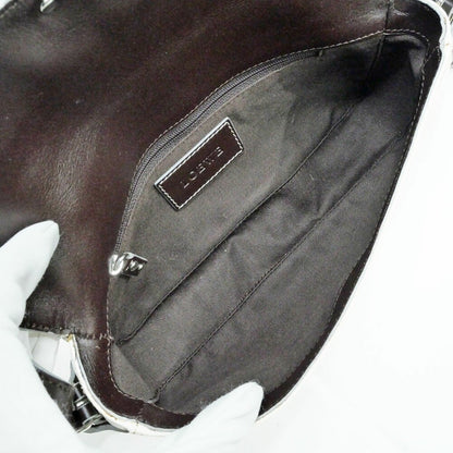 LOEWE One Shoulder Bag Purse Hand White Anagram PVC Used Unisex Authentic