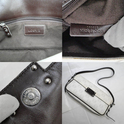 LOEWE One Shoulder Bag Purse Hand White Anagram PVC Used Unisex Authentic