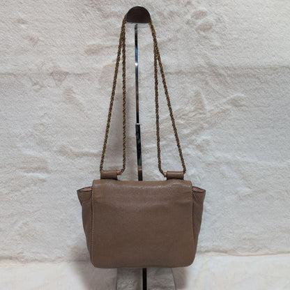 Chloe Elsie Shoulder Bag Chain Purse Leather Beige Gold Women's Authentic Used
