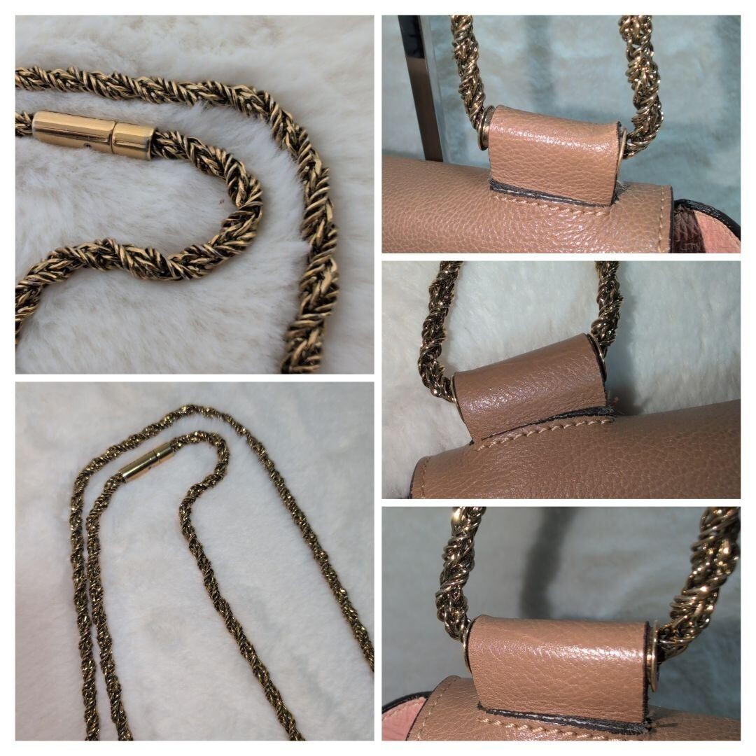 Chloe Elsie Shoulder Bag Chain Purse Leather Beige Gold Women's Authentic Used