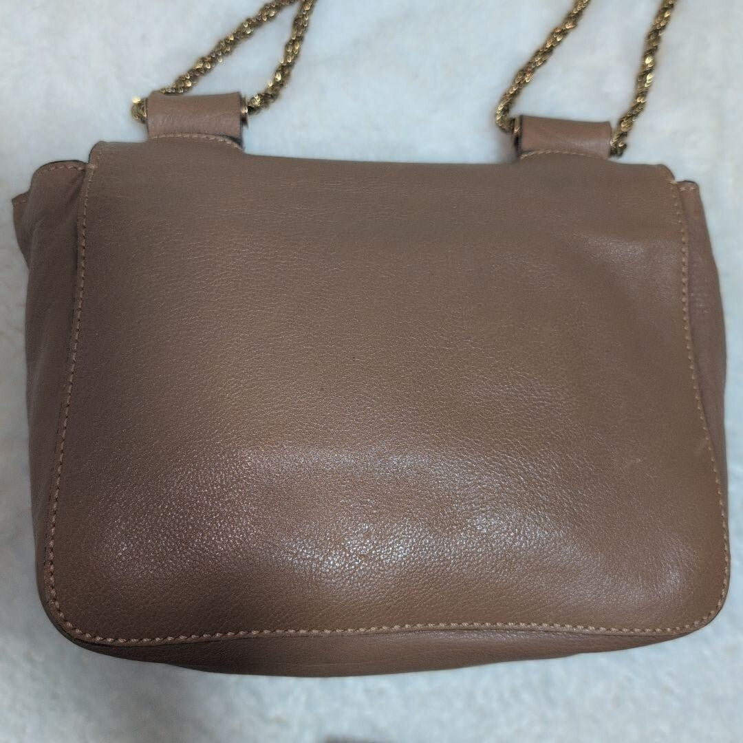 Chloe Elsie Shoulder Bag Chain Purse Leather Beige Gold Women's Authentic Used