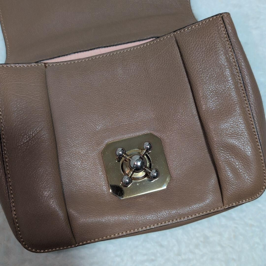 Chloe Elsie Shoulder Bag Chain Purse Leather Beige Gold Women's Authentic Used