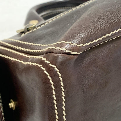 CELINE Boogie Bag Handbag Quilted Purse Leather Brown Gold Women's Used Auth