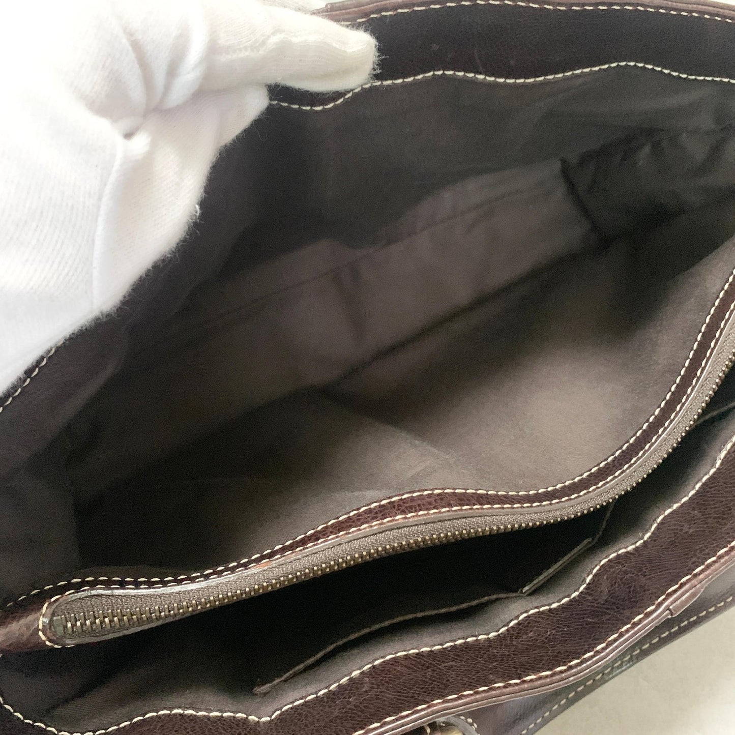 CELINE Boogie Bag Handbag Quilted Purse Leather Brown Gold Women's Used Auth
