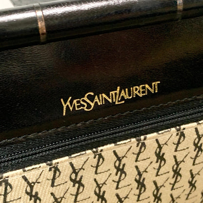 Saint Laurent YSL Logo Clutch Bag Cassandra Purse Handbag Leather Black Auth