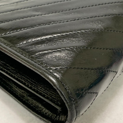 Saint Laurent YSL Logo Clutch Bag Cassandra Purse Handbag Leather Black Auth