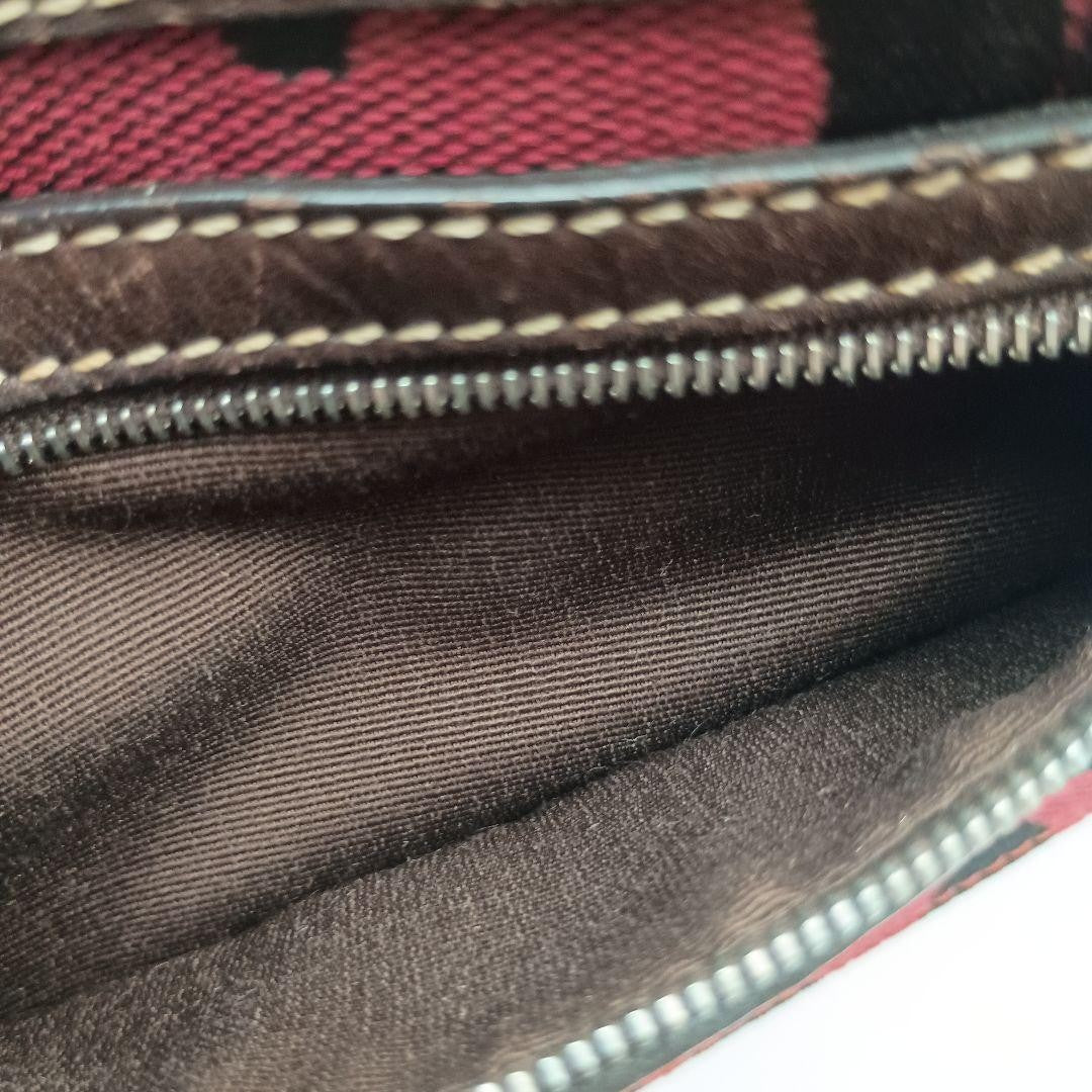 COACH Shoulder Bag Purse Signature Canvas Leather Red Authentic