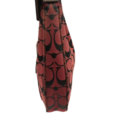 COACH Shoulder Bag Purse Signature Canvas Leather Red Authentic