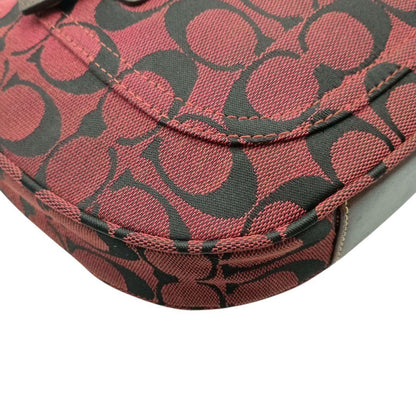 COACH Shoulder Bag Purse Signature Canvas Leather Red Authentic