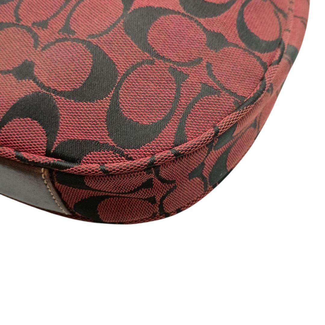 COACH Shoulder Bag Purse Signature Canvas Leather Red Authentic