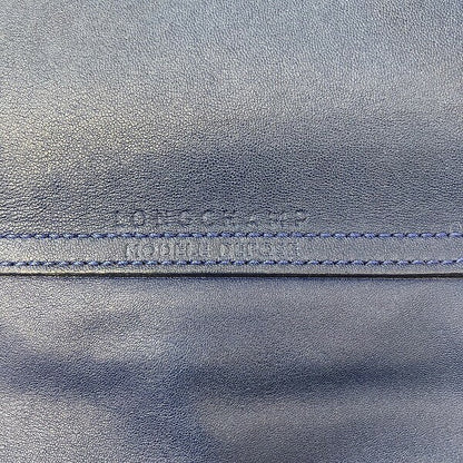 Longchamp Hand Shoulder Bag Tote Purse Le Pliage Nylon Leather Blue Authentic