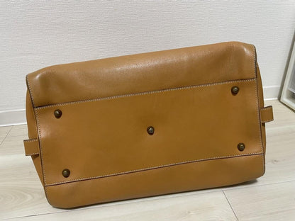 Chloe Hand Bag Tote Purse Mini Boston Bag Leather Camel Authentic