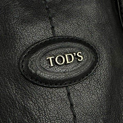 TOD'S Hand Shoulder Bag Tote Purse 2way Logo Leather Black Authentic