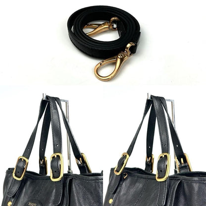 TOD'S Hand Shoulder Bag Tote Purse 2way Logo Leather Black Authentic