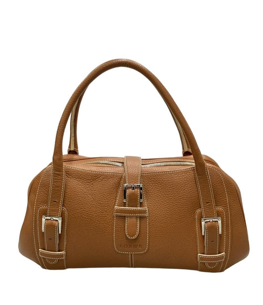 LOEWE Hand Shoulder Bag Tote Purse Senda Brown Authentic