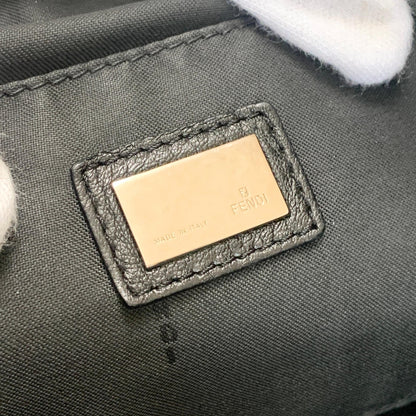 FENDI Bag FF Hand Tote Purse Leather Black Silver Women's Used Authentic