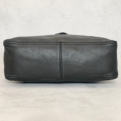 FENDI Bag FF Hand Tote Purse Leather Black Silver Women's Used Authentic