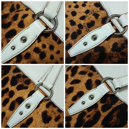 Dolce & Gabbana Hand Bag Tote Purse Leopard Nylon Leather Authentic